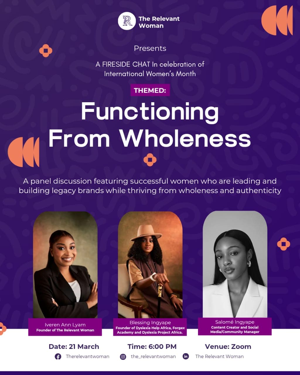 Fireside Chat themed: Functioning From Wholeness💜